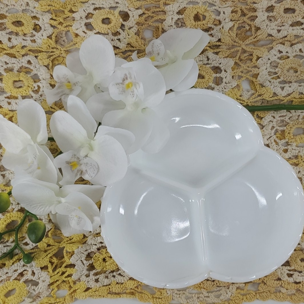 HOBNAIL MILK GLASS CANDY DISH